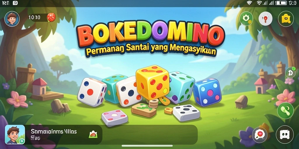 Tampilan gameplay BOKEDOMINO yang mengasyikkan dan penuh warna.