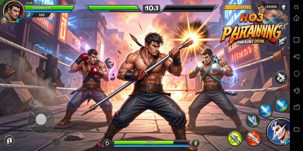 Screenshot gameplay HO3 menampilkan aksi pertarungan yang dinamis.