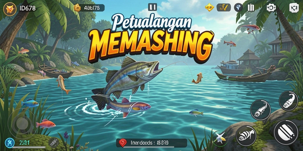 Screenshot gameplay ID678 menampilkan aksi memancing yang seru dan menantang.