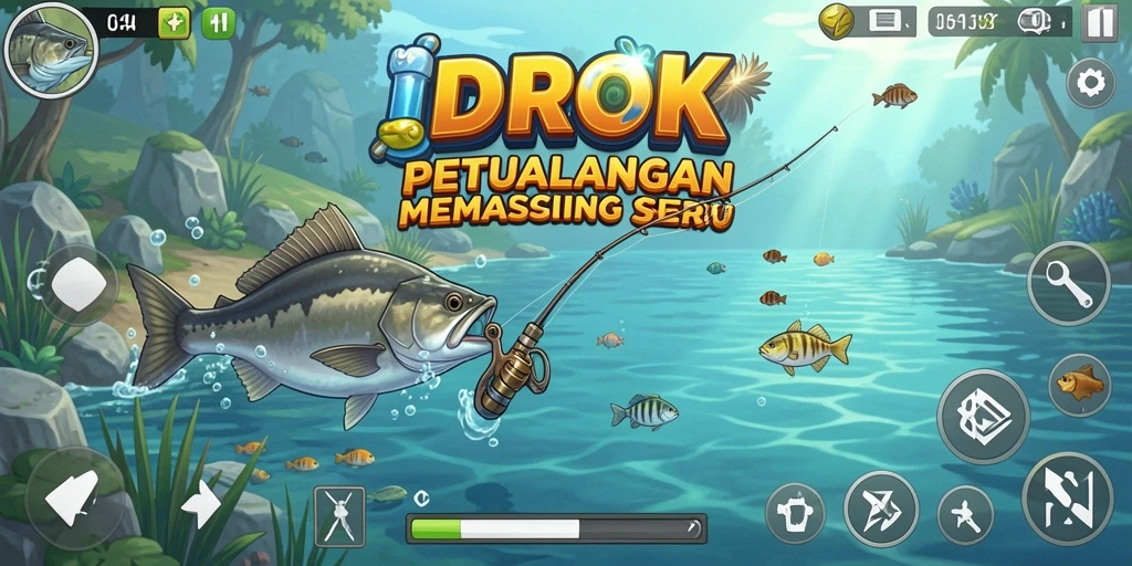 Gameplay seru memancing di <strong>IDROK</strong> dengan lingkungan yang indah.