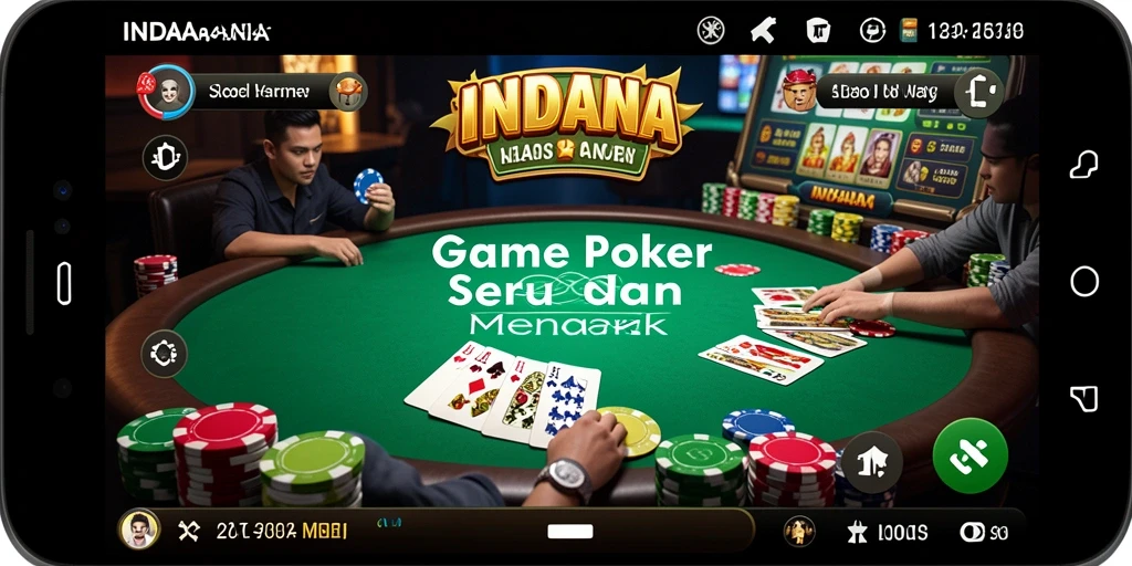 Screenshot gameplay INDAAA yang menunjukkan pemain bersaing di meja Poker.