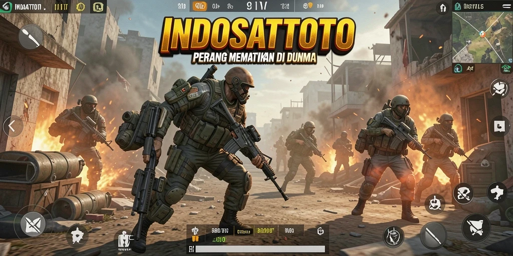 Screenshot gameplay INDOSATTOTO menampilkan pertarungan seru dalam Battle Royale.