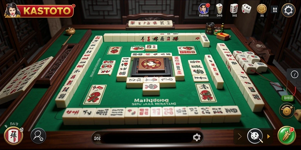 Screenshot gameplay KASTOTO menampilkan suasana permainan Mahjong yang seru.