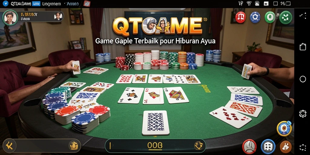 Tampilan gameplay Gaple yang seru dan interaktif di QTGAME.