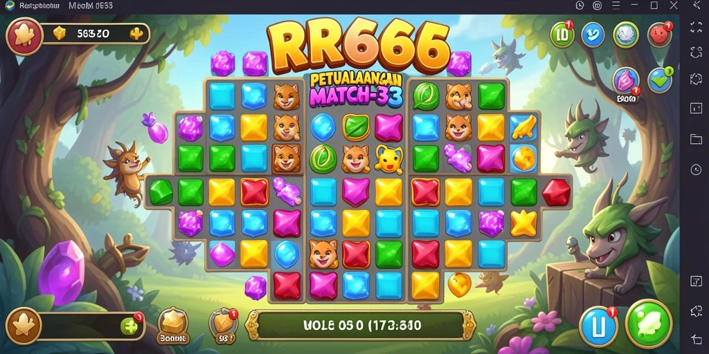 Tampilan gameplay Match-3 yang penuh warna dan menarik.