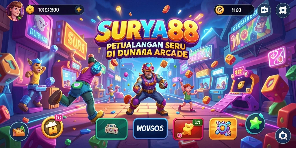 Tampilan seru gameplay arcade SURYA88 yang penuh warna.